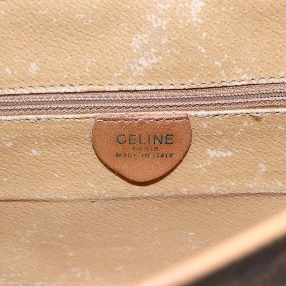 CELINE Macadam Canvas Clutch Bag PVC Leather Brown Gold Auth mr1627