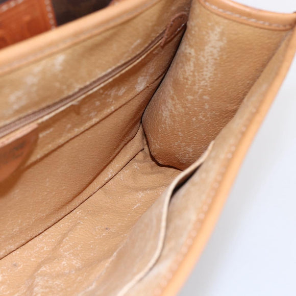 CELINE Macadam Canvas Clutch Bag PVC Leather Brown Gold Auth mr1627