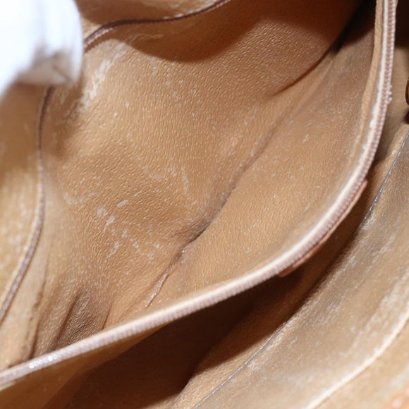 CELINE Macadam Canvas Clutch Bag PVC Leather Brown Gold Auth mr1627