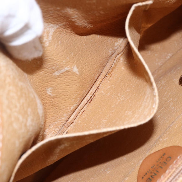 CELINE Macadam Canvas Clutch Bag PVC Leather Brown Gold Auth mr1627