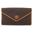 CELINE Macadam Canvas Clutch Bag PVC Leather Brown Gold Auth mr1627-13