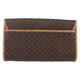 CELINE Macadam Canvas Clutch Bag PVC Leather Brown Gold Auth mr1627 - 0