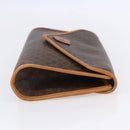 CELINE Macadam Canvas Clutch Bag PVC Leather Brown Gold Auth mr1627-4