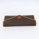 CELINE Macadam Canvas Clutch Bag PVC Leather Brown Gold Auth mr1627-5