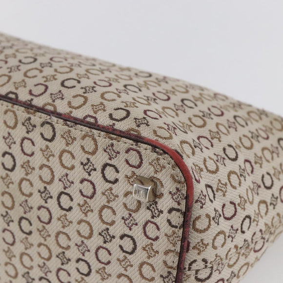 CELINE C Macadam Canvas Accessory Pouch Beige Silver Auth mr1628