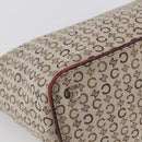 CELINE C Macadam Canvas Accessory Pouch Beige Silver Auth mr1628-11