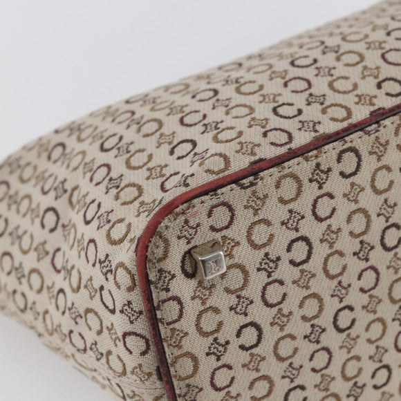 CELINE C Macadam Canvas Accessory Pouch Beige Silver Auth mr1628