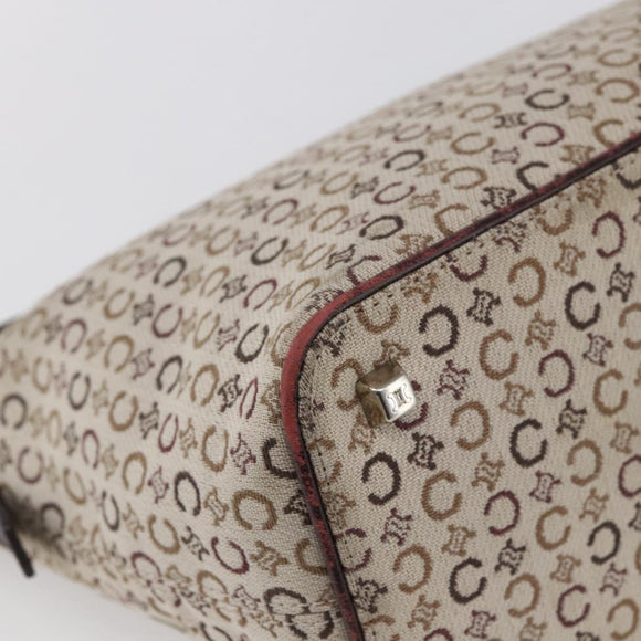 CELINE C Macadam Canvas Accessory Pouch Beige Silver Auth mr1628