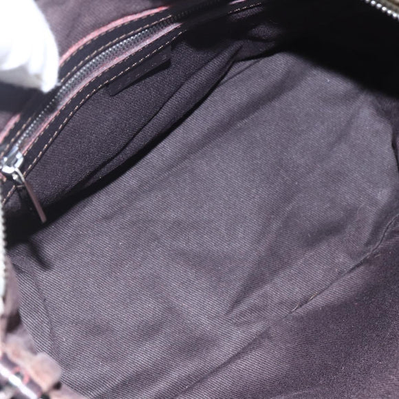 CELINE C Macadam Canvas Accessory Pouch Beige Silver Auth mr1628