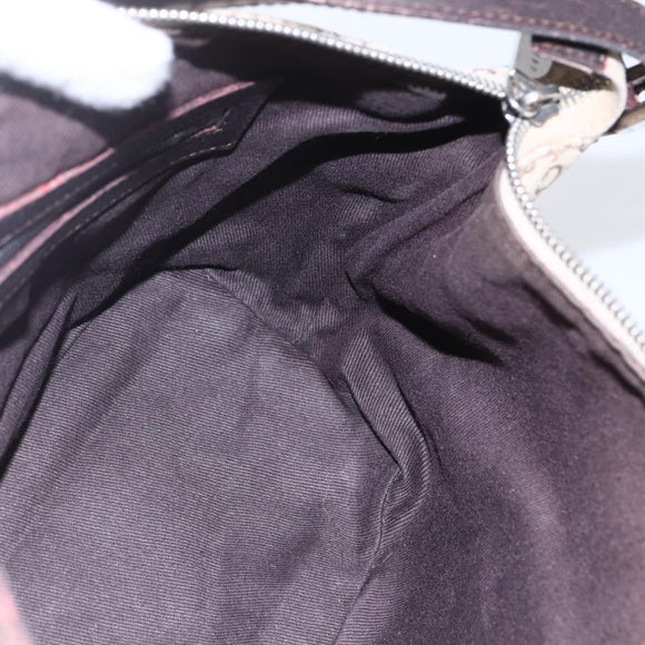 CELINE C Macadam Canvas Accessory Pouch Beige Silver Auth mr1628