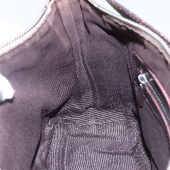 CELINE C Macadam Canvas Accessory Pouch Beige Silver Auth mr1628