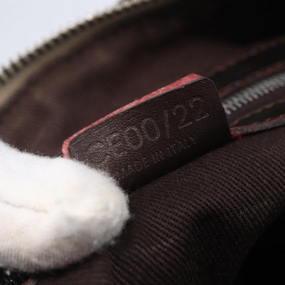 CELINE C Macadam Canvas Accessory Pouch Beige Silver Auth mr1628