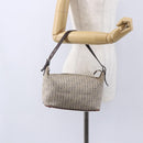 CELINE C Macadam Canvas Accessory Pouch Beige Silver Auth mr1628-22