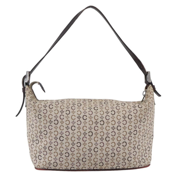 CELINE C Macadam Canvas Accessory Pouch Beige Silver Auth mr1628