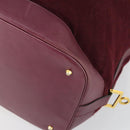 CHANEL Shoulder Bag Cotton Leather Bordeaux Gold CC Auth mr1629-9