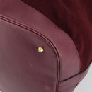 CHANEL Shoulder Bag Cotton Leather Bordeaux Gold CC Auth mr1629-15