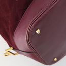 CHANEL Shoulder Bag Cotton Leather Bordeaux Gold CC Auth mr1629-16