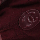 CHANEL Shoulder Bag Cotton Leather Bordeaux Gold CC Auth mr1629-10