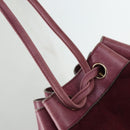 CHANEL Shoulder Bag Cotton Leather Bordeaux Gold CC Auth mr1629-17