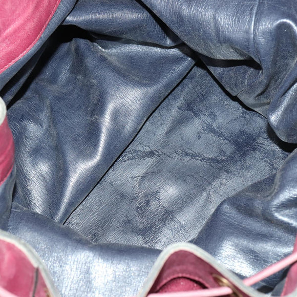 CHANEL Shoulder Bag Cotton Leather Bordeaux Gold CC Auth mr1629