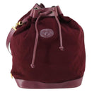 CHANEL Shoulder Bag Cotton Leather Bordeaux Gold CC Auth mr1629-13