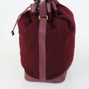 CHANEL Shoulder Bag Cotton Leather Bordeaux Gold CC Auth mr1629-3