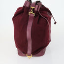 CHANEL Shoulder Bag Cotton Leather Bordeaux Gold CC Auth mr1629-4