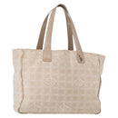 CHANEL New Travel Line Hand Bag Nylon Beige Gold CC Auth mr1630-1