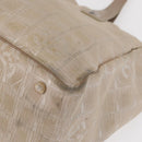 CHANEL New Travel Line Hand Bag Nylon Beige Gold CC Auth mr1630-14