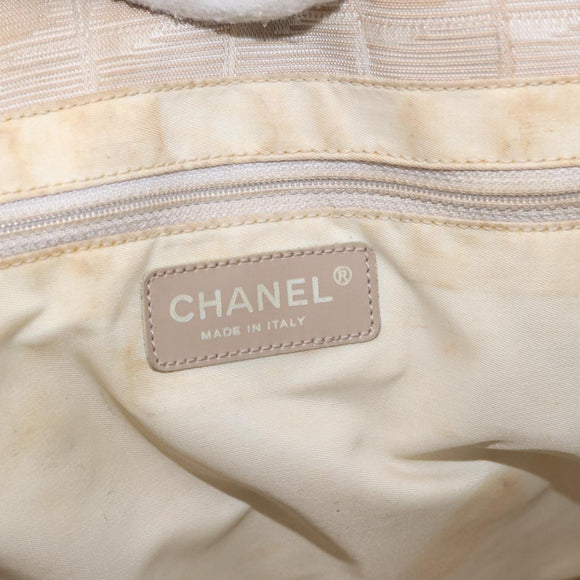 CHANEL New Travel Line Hand Bag Nylon Beige Gold CC Auth mr1630