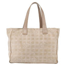 CHANEL New Travel Line Hand Bag Nylon Beige Gold CC Auth mr1630-2