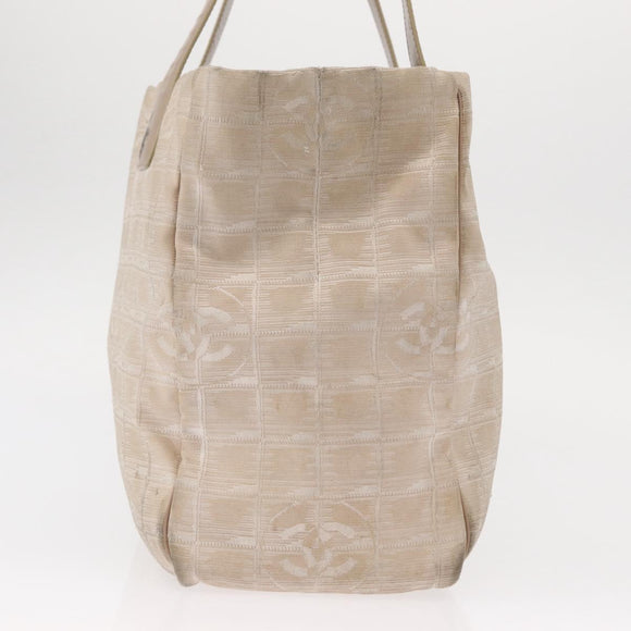 CHANEL New Travel Line Hand Bag Nylon Beige Gold CC Auth mr1630