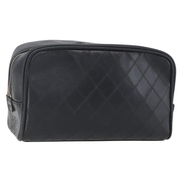 CHANEL Bicolore Pouch Patent leather Black Gold CC Auth mr1631