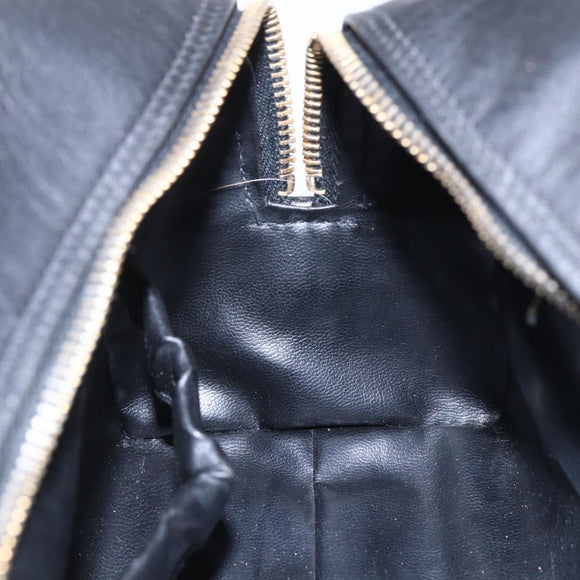 CHANEL Bicolore Pouch Patent leather Black Gold CC Auth mr1631