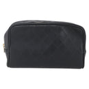 CHANEL Bicolore Pouch Patent leather Black Gold CC Auth mr1631-3