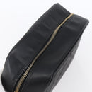 CHANEL Bicolore Pouch Patent leather Black Gold CC Auth mr1631-6