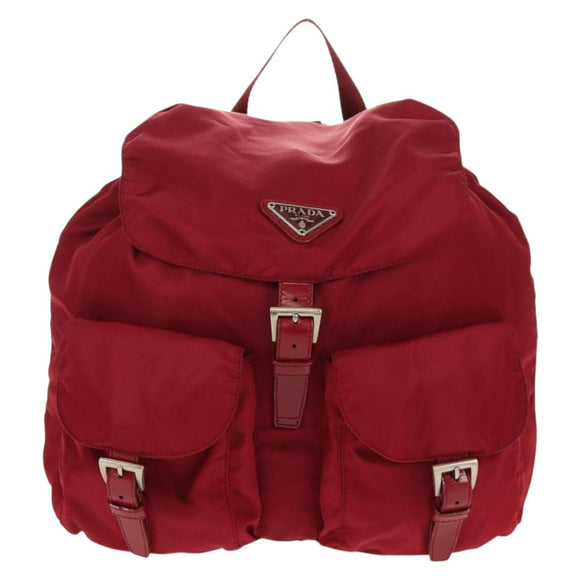 PRADA Backpack Nylon Red Silver Auth mr1633V
