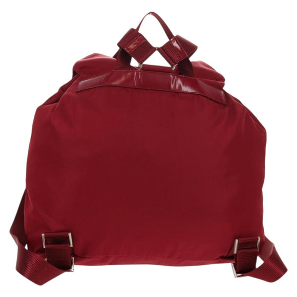 PRADA Backpack Nylon Red Silver Auth mr1633V