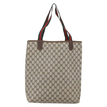 GUCCI GG Supreme Web Sherry Line Tote Bag PVC Beige Auth mr1634 - 0