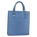 GOYARD Herringbone COMOR GM Tote Bag PVC Canvas Blue Silver Auth mr1635-1
