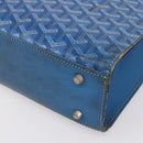 GOYARD Herringbone COMOR GM Tote Bag PVC Canvas Blue Silver Auth mr1635-9