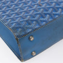 GOYARD Herringbone COMOR GM Tote Bag PVC Canvas Blue Silver Auth mr1635-16