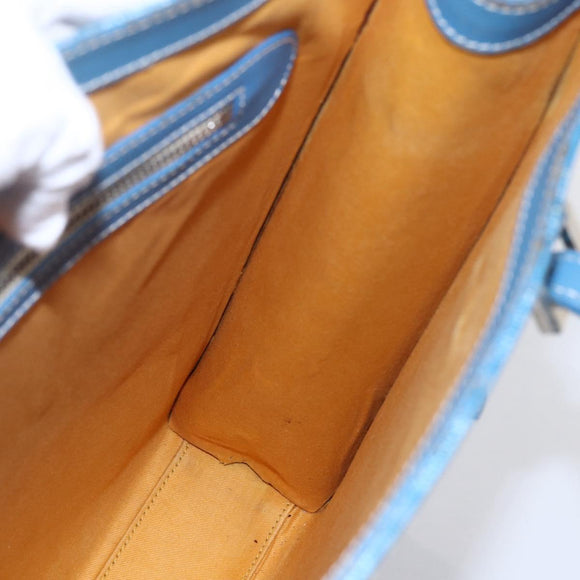 GOYARD Herringbone COMOR GM Tote Bag PVC Canvas Blue Silver Auth mr1635