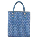GOYARD Herringbone COMOR GM Tote Bag PVC Canvas Blue Silver Auth mr1635-2