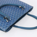GOYARD Herringbone COMOR GM Tote Bag PVC Canvas Blue Silver Auth mr1635-6