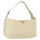 PRADA Shoulder Bag Nylon Beige Silver Auth mr1636-1