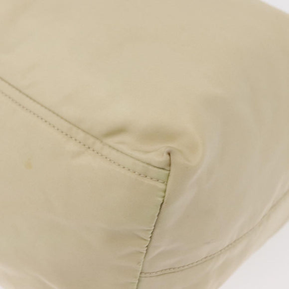 PRADA Shoulder Bag Nylon Beige Silver Auth mr1636