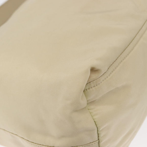 PRADA Shoulder Bag Nylon Beige Silver Auth mr1636