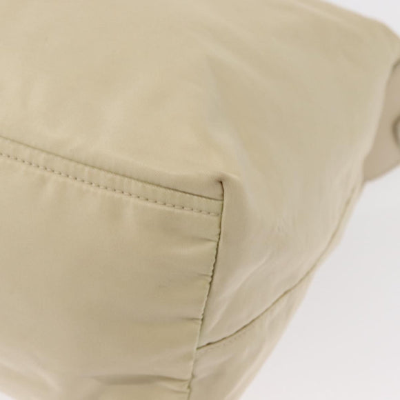 PRADA Shoulder Bag Nylon Beige Silver Auth mr1636