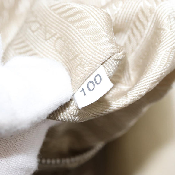 PRADA Shoulder Bag Nylon Beige Silver Auth mr1636